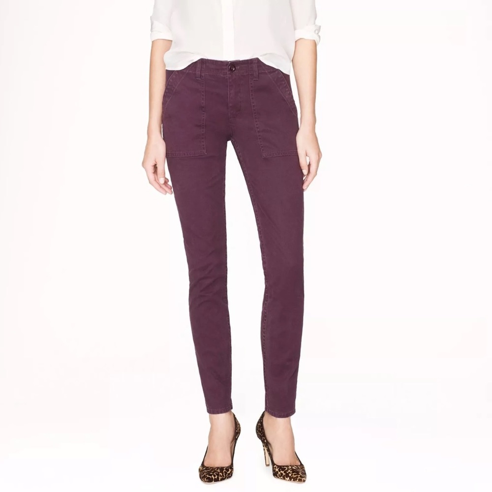 J CREW 0 Pants Skinny Utility Chino Purple Plum